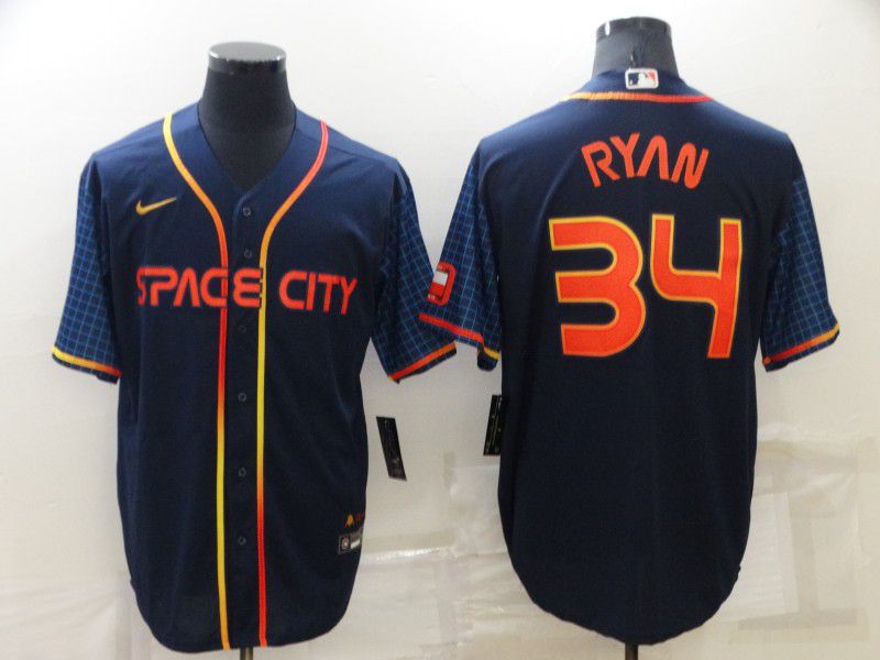 Men Houston Astros 34 Ryan Blue City Edition Game Nike 2022 MLB Jerseys